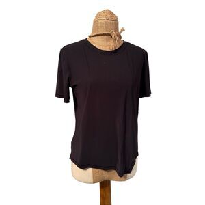 Lululemon basic black tee asymmetrical front top sz 6 women’s short sleeve